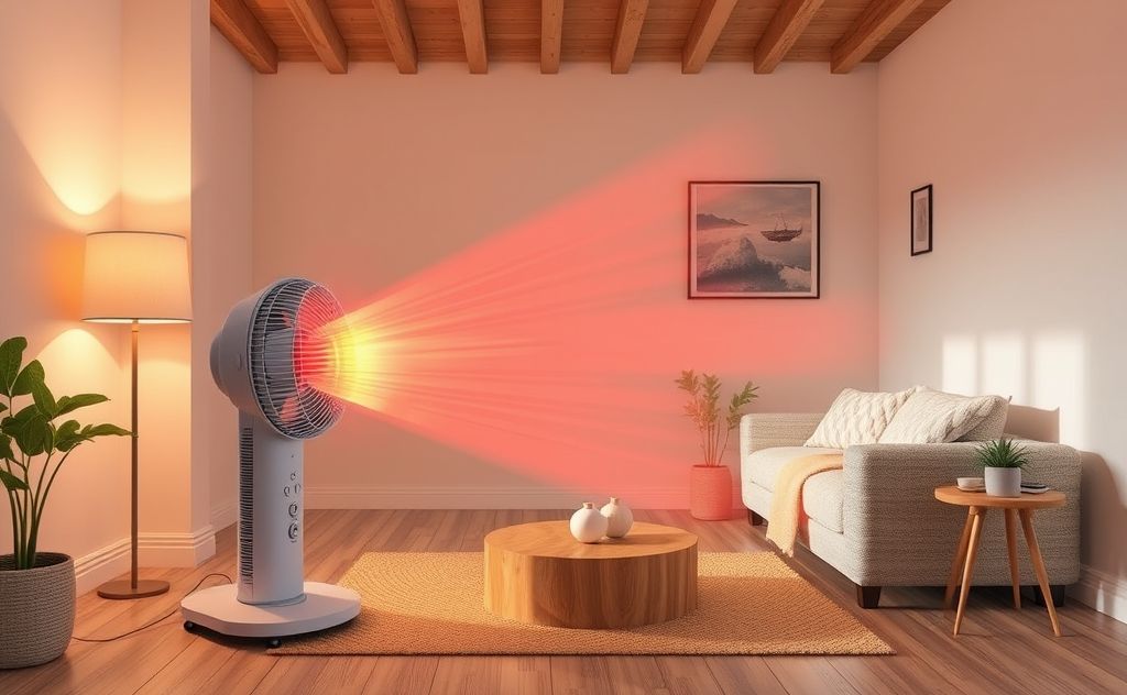 Oscillating fan heater evenly warms a room