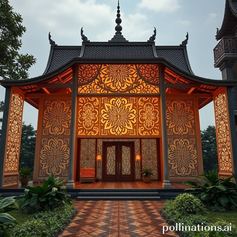 Pagar laser-cut motif batik