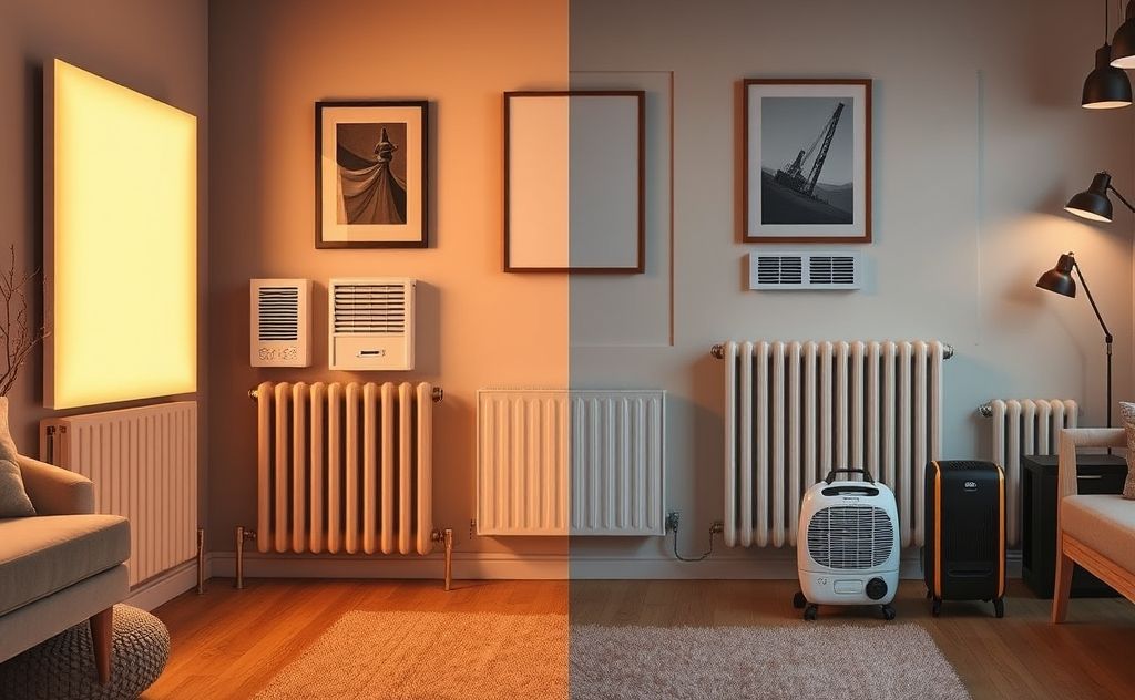 Panel heaters vs other heating systems side by side.