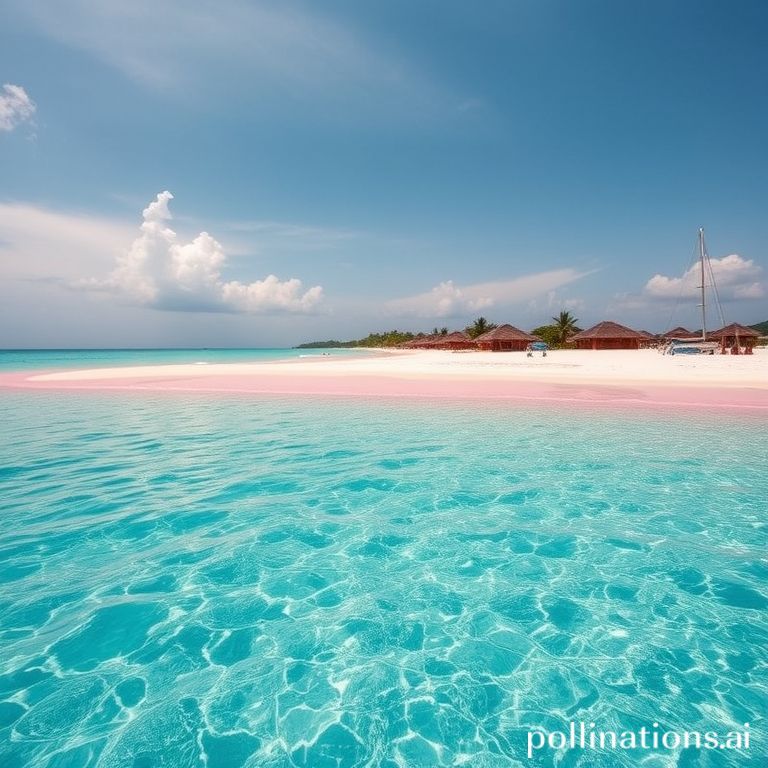Pantai Pink dengan pasir merah muda dan air jernih