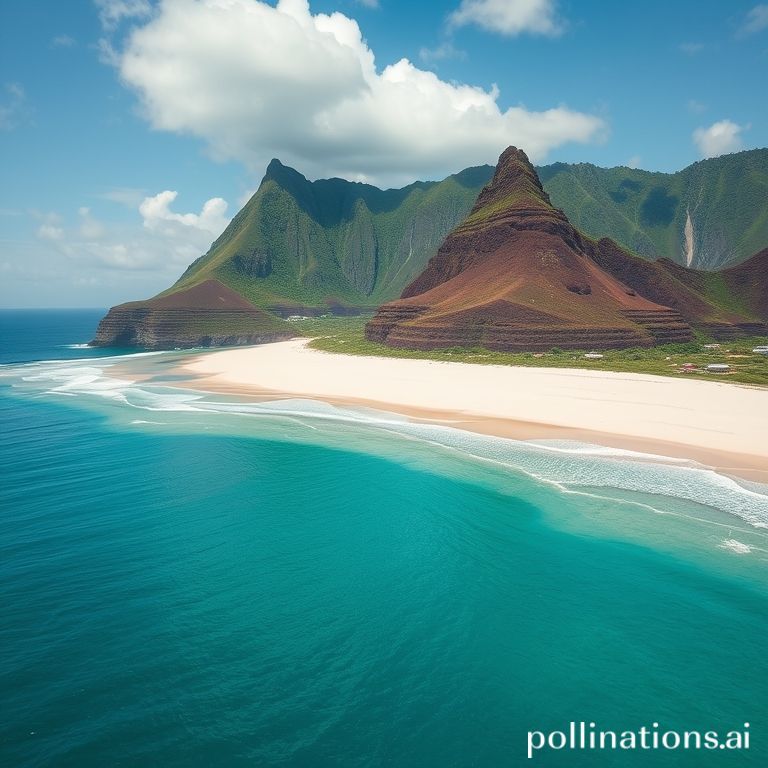 Pantai berpasir putih di Lombok dengan bukit hijau