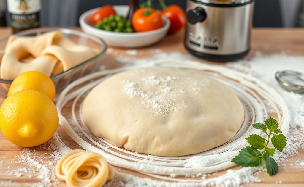 Pasta dough made with Omega juicer, fresh ingredients