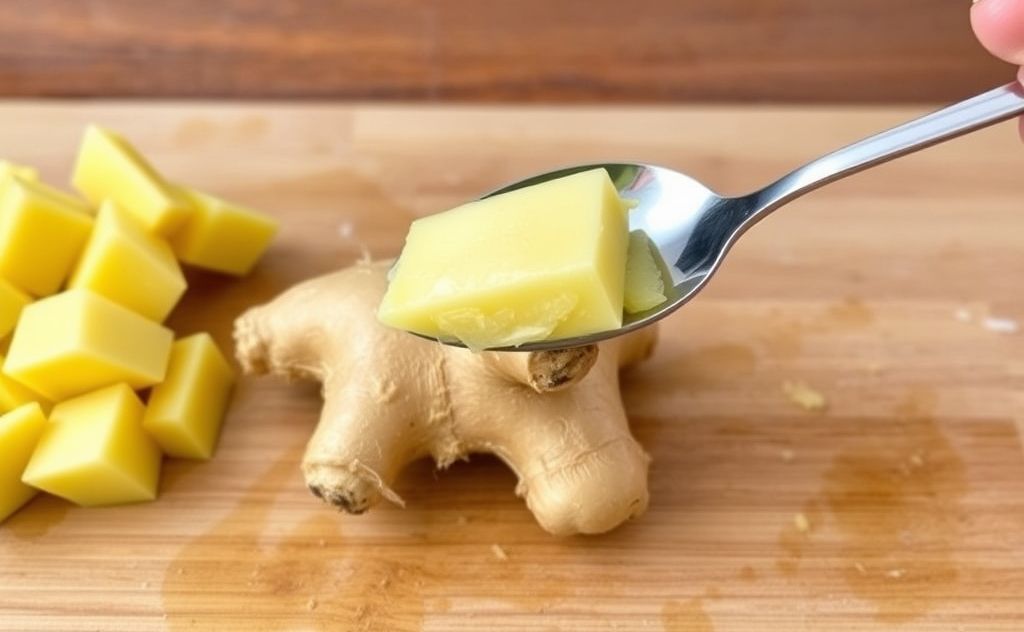 Peel ginger with a spoon for easy use
