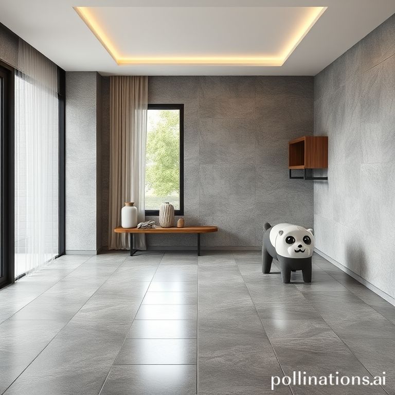 Pemasangan keramik granit kilap di rumah modern Bandung