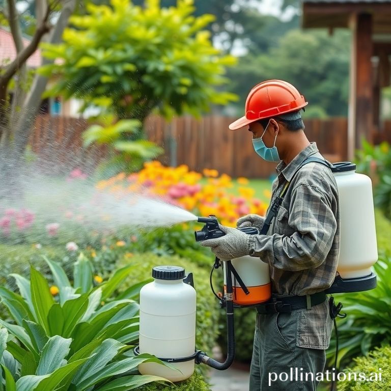 Penyemprotan gulma selektif pada taman perumahan Surabaya