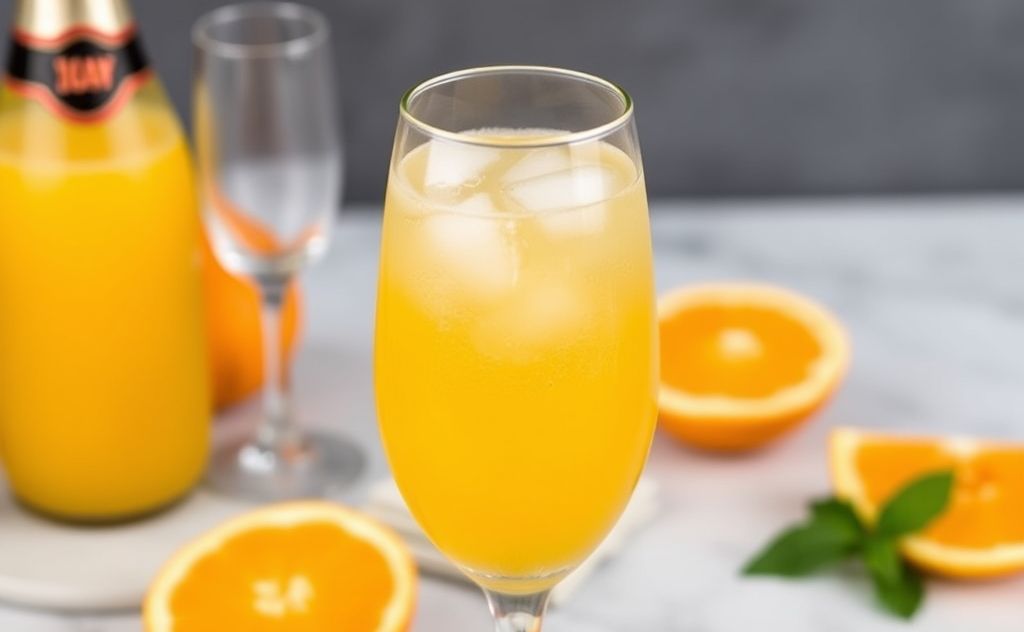 Perfect Mimosa with fresh orange juice and champagne