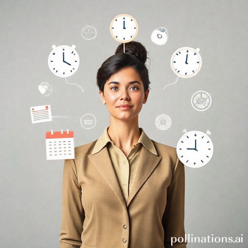 Person juggling tasks with calm