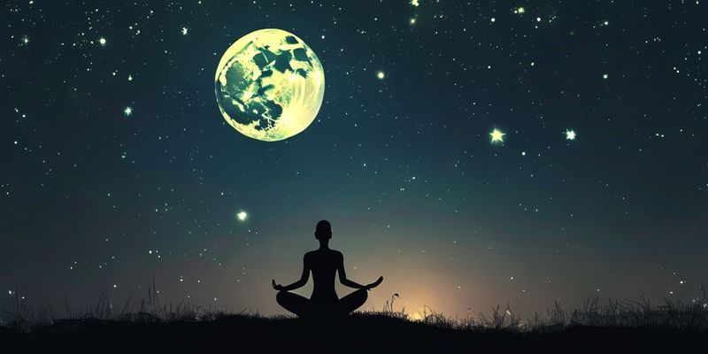 Dolunay ışığında yoga yapan bir kişi