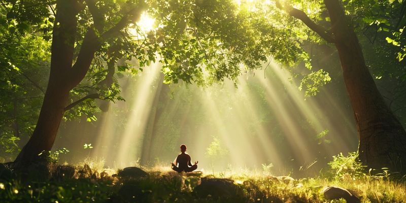 Meditasyon yapan bir kişi doğayla iç içe