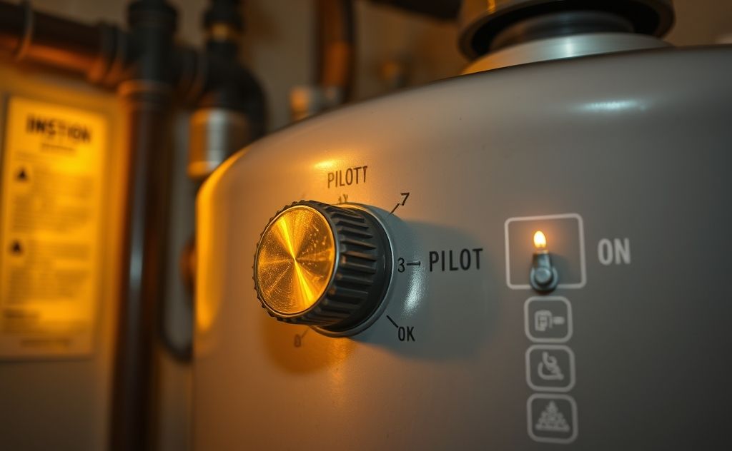 Pilot setting hot water tank switch explained