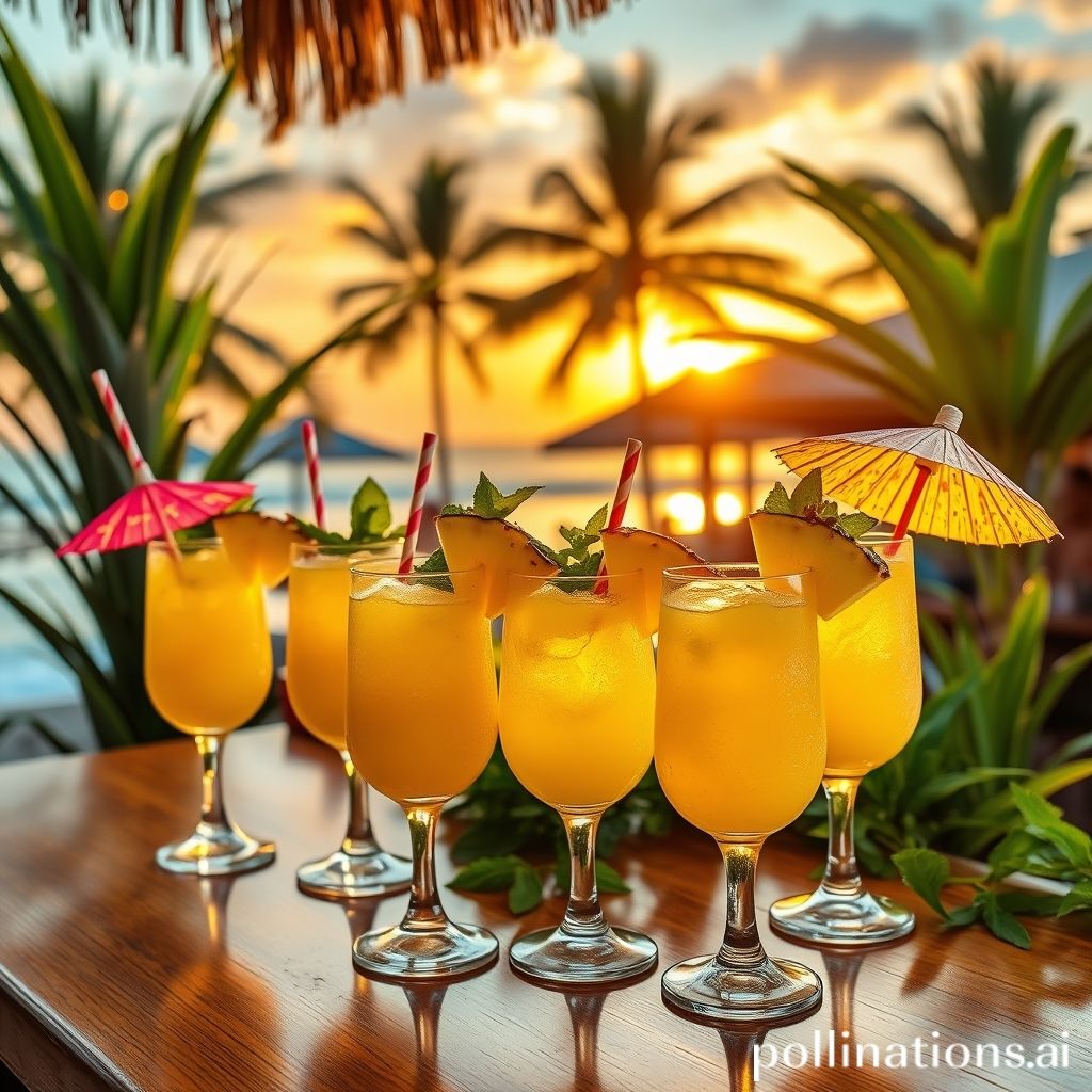 Tropical Cocktails: Piña Colada, Pineapple Margarita, Pineapple Mojito