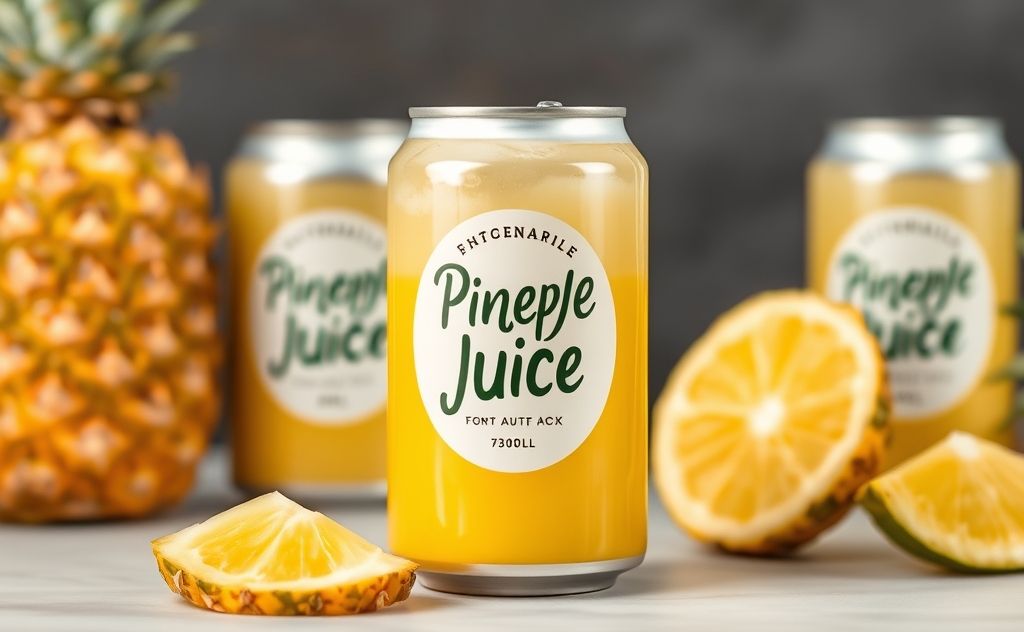 Pineapple juice in a can for freshness and convenience