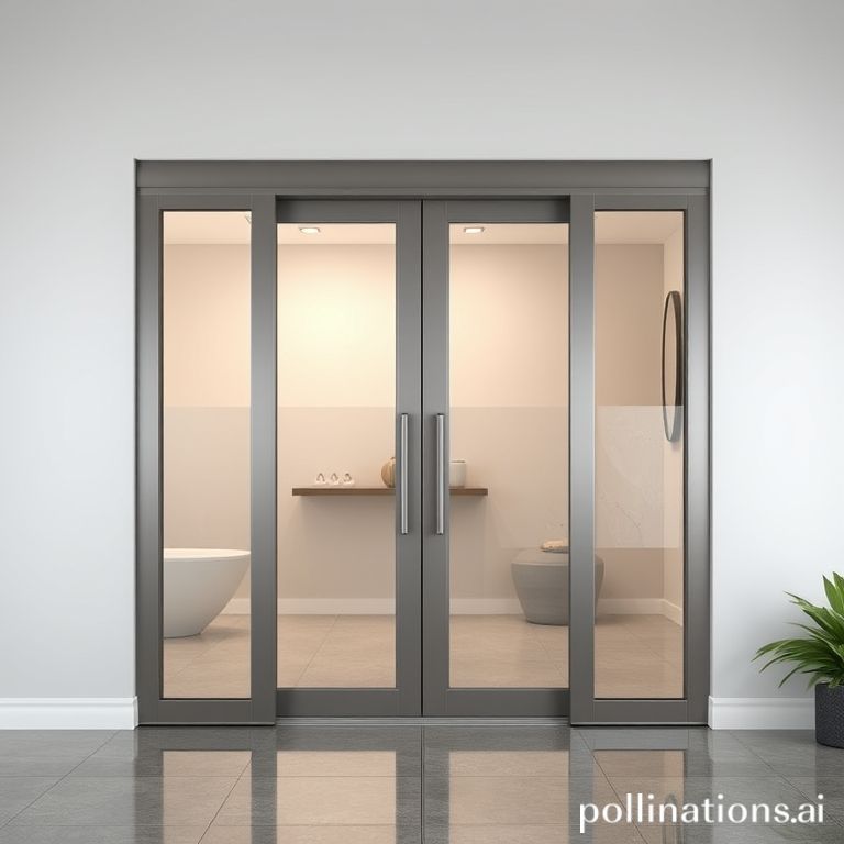 Pintu sliding aluminium dengan kaca tempered menghadap taman