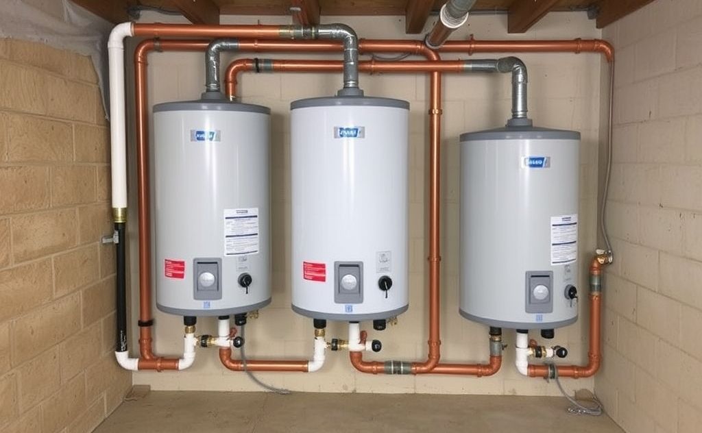 Piping setup for multiple hot water heaters