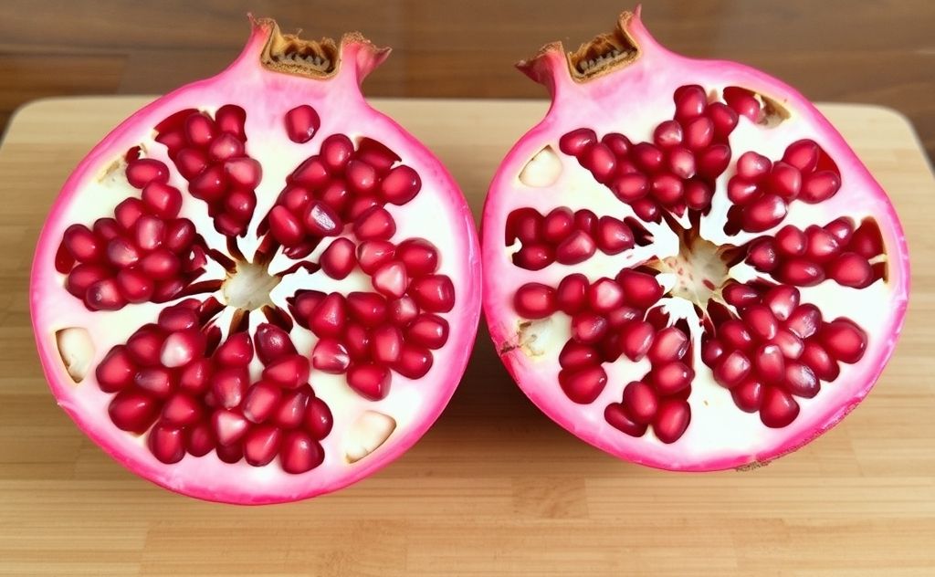 Pomegranate halves ready for juicing process