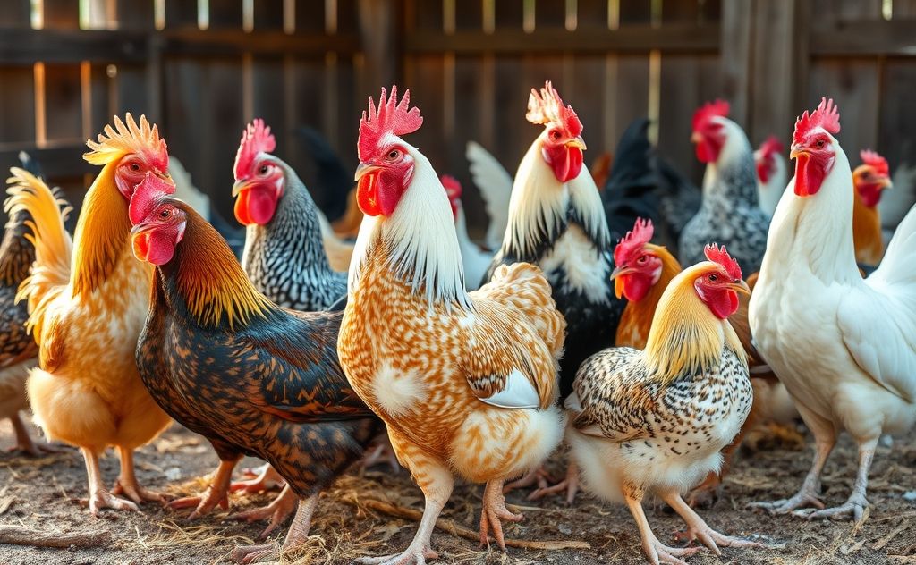 Popular hybrid chickens with unique traits and colors