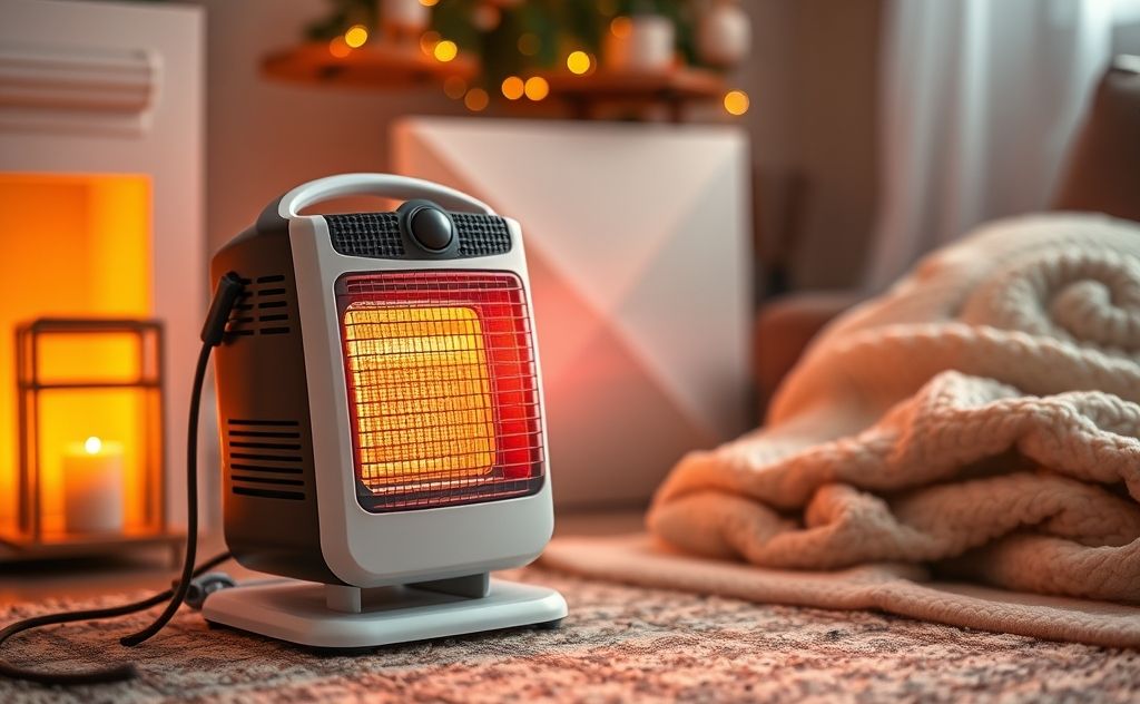 Portable heater with cozy home setting and warmth