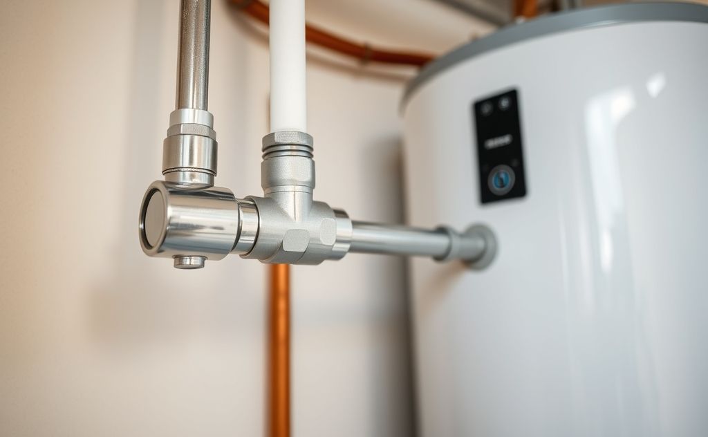 Potable water line connects to electric water heater