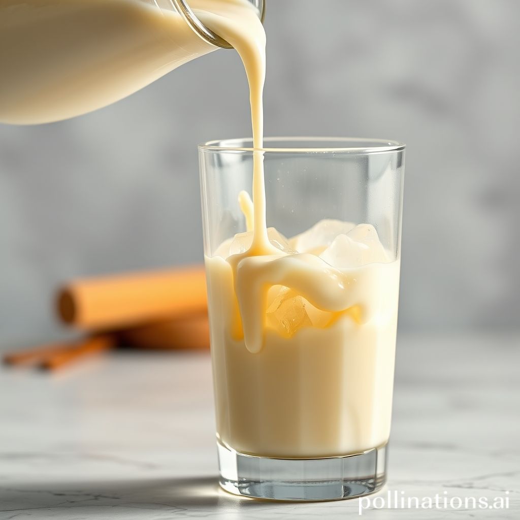 Pouring milk over vanilla syrup