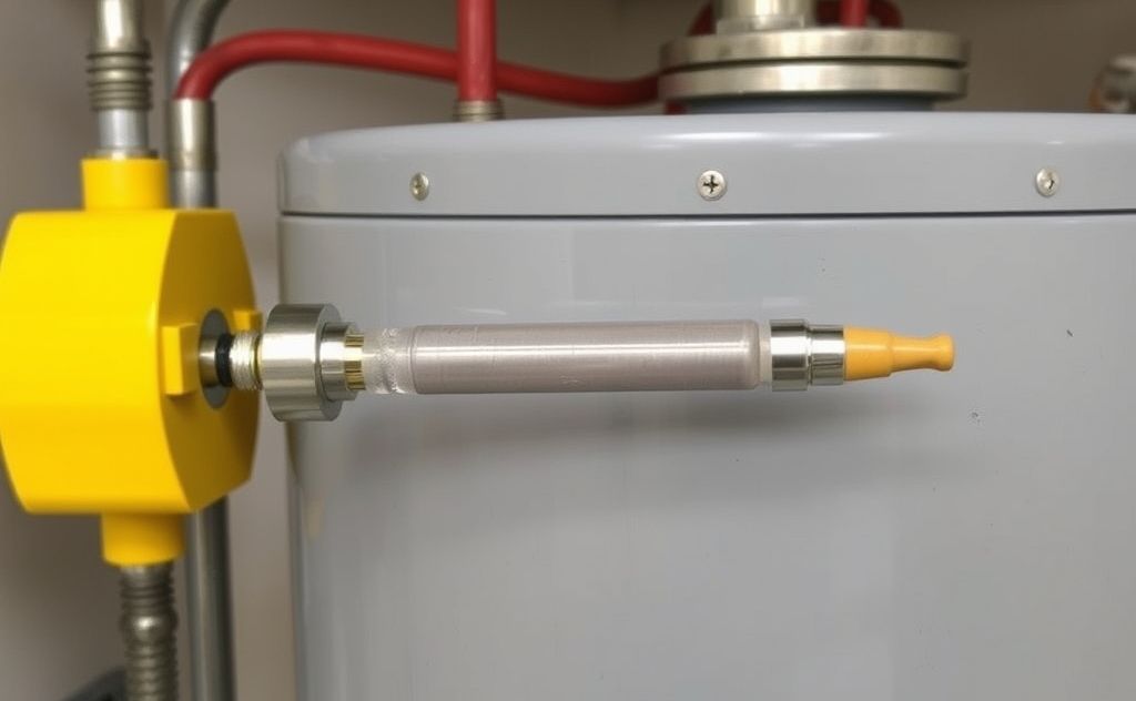 Powered anode rod for water heater setup