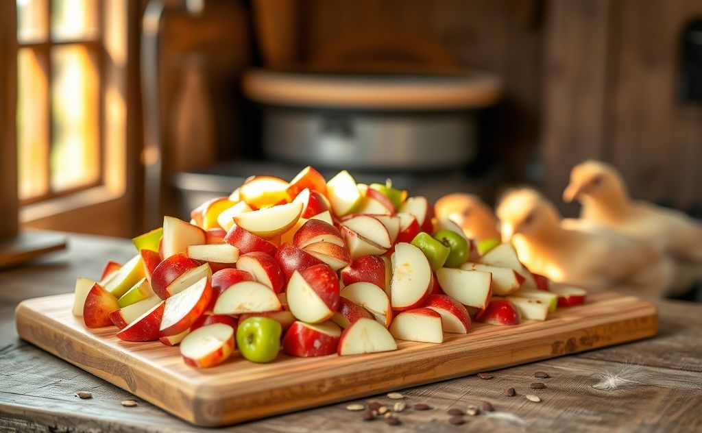 Prepare apples for chickens feeding guide