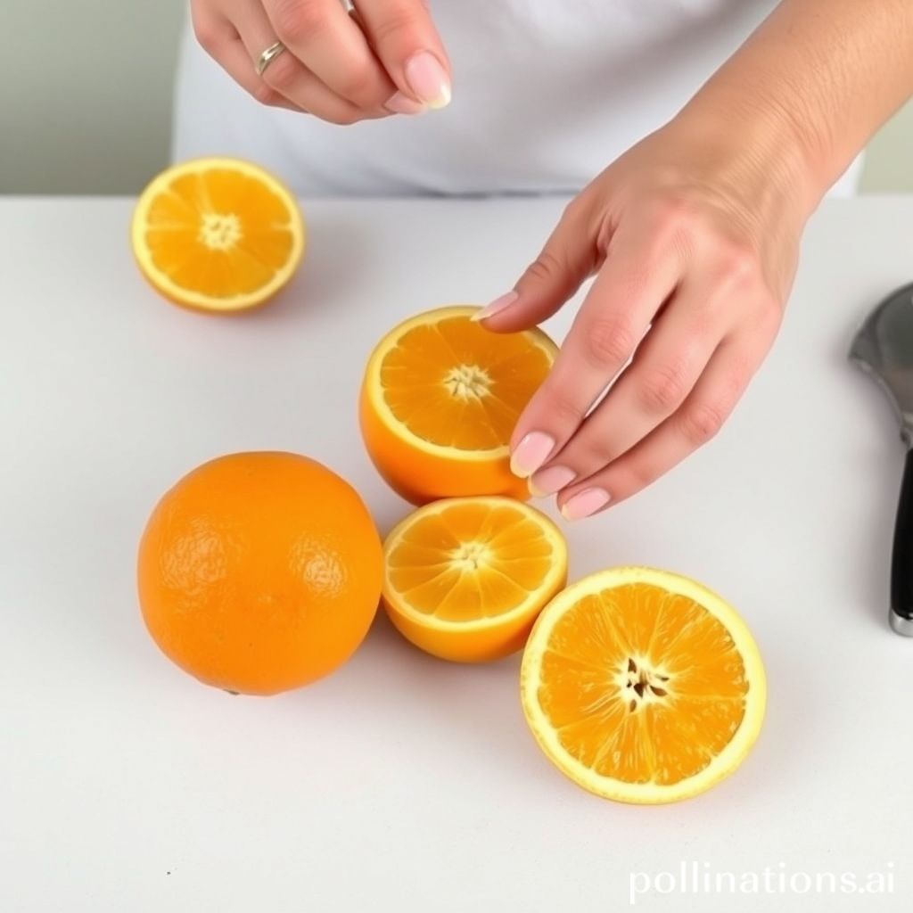 Preparing oranges for juicing