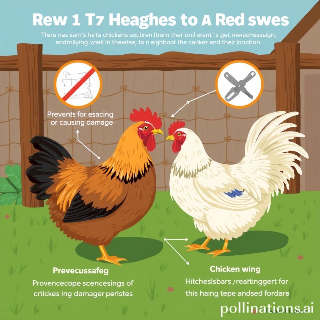 Clipped chicken wings prevent escape.