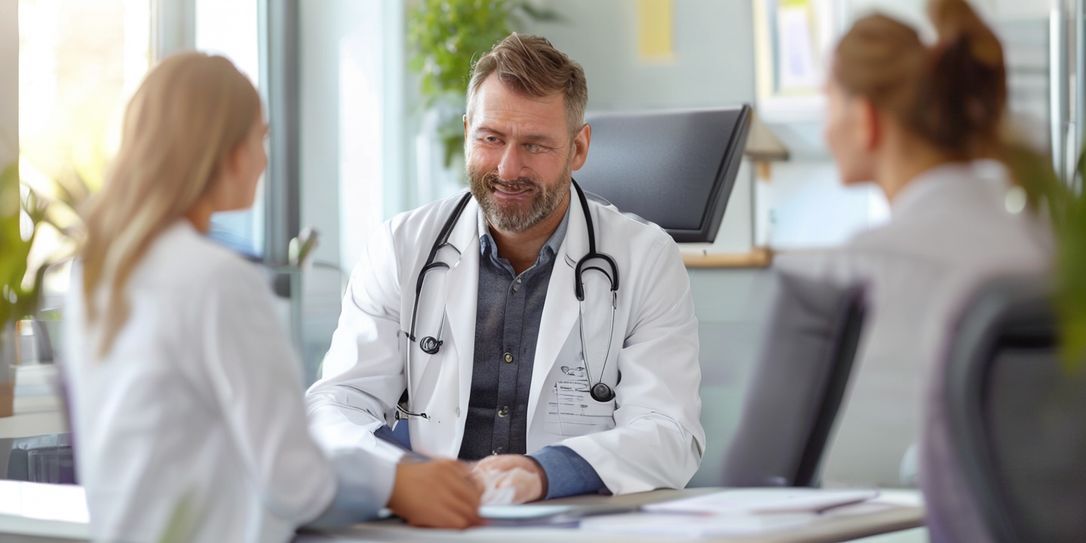 Chiropractor consulting with patient