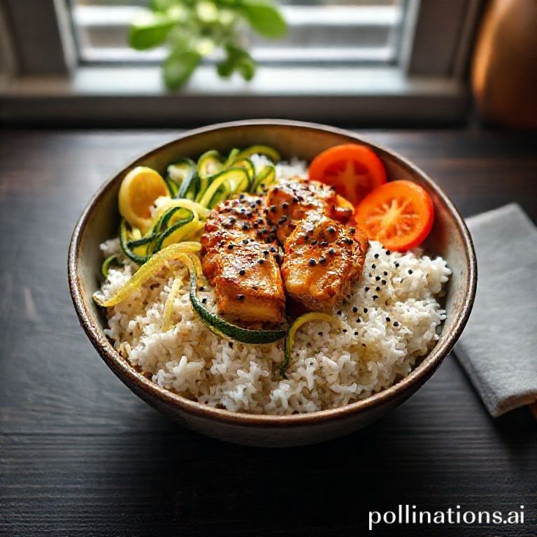 Trendige Satsuma-Hühnchen & Zucchini Reis-Bowl