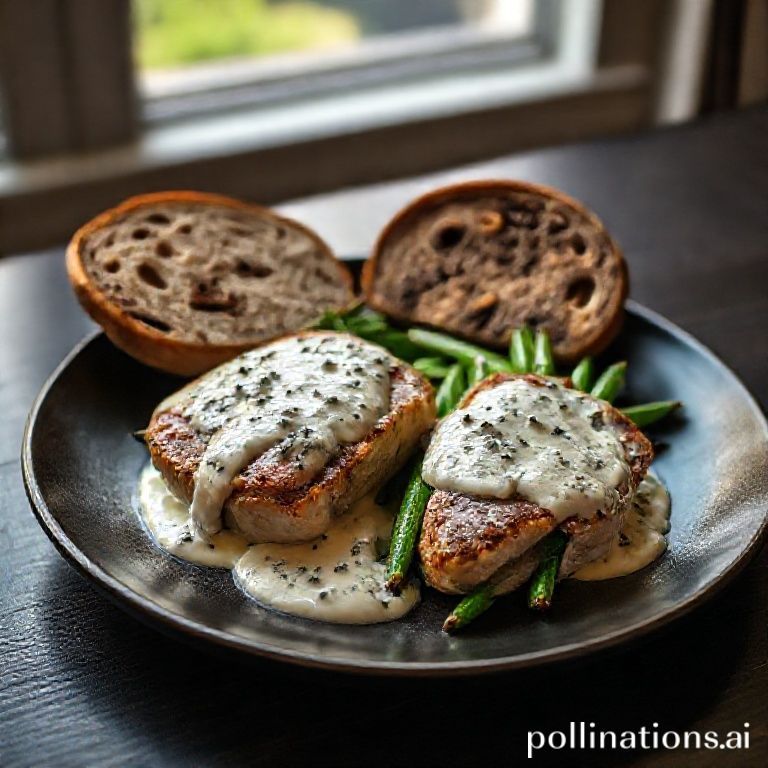 Schweinemedaillons in Blauschimmelkäsesauce mit Röstgemüse und Walnussbrot