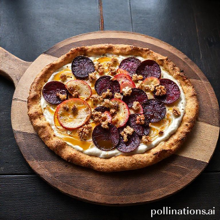 Flammkuchen mit Roter Bete, Apfel und Walnüssen