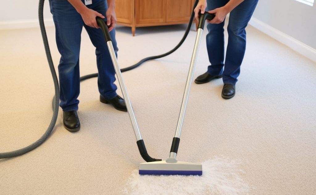 Professionals vacuum before carpet cleaning