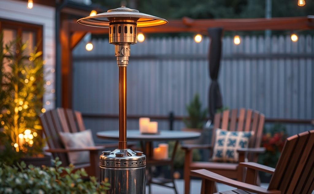 Propane heater in a cozy outdoor setting
