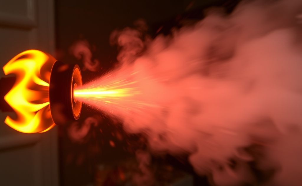 Propane heater with sound waves and steam effects