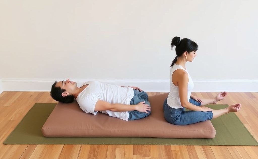 Proper alignment on meditation cushion