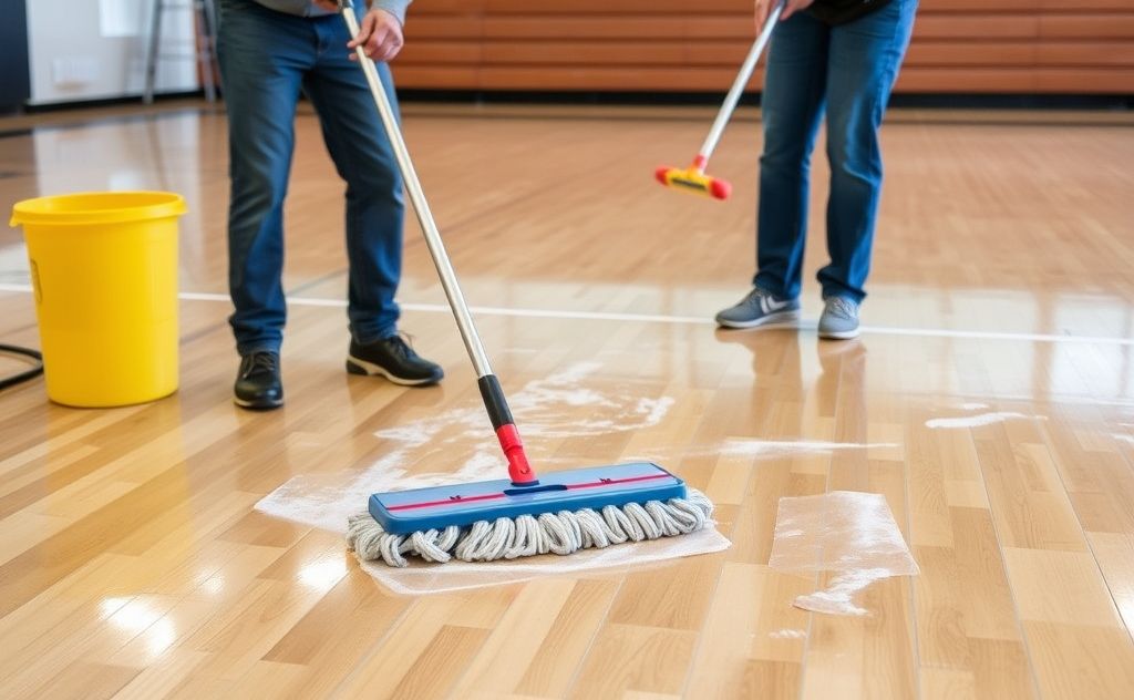 Proper mopping techniques for gym floor cleaning
