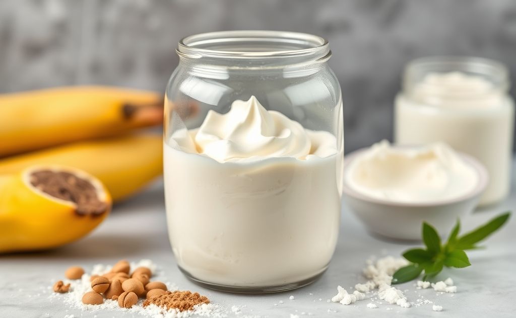 Protein powder blended with creamy yogurt