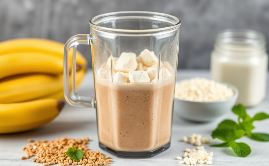 Protein powder blended with smoothie ingredients