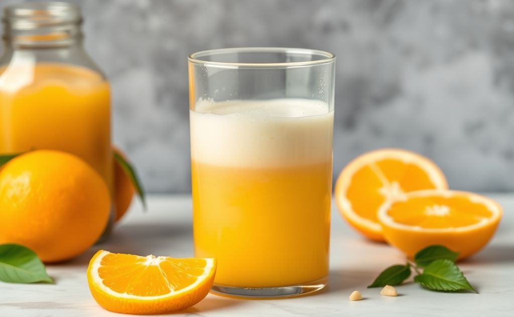 Protein powder mixed with refreshing orange juice
