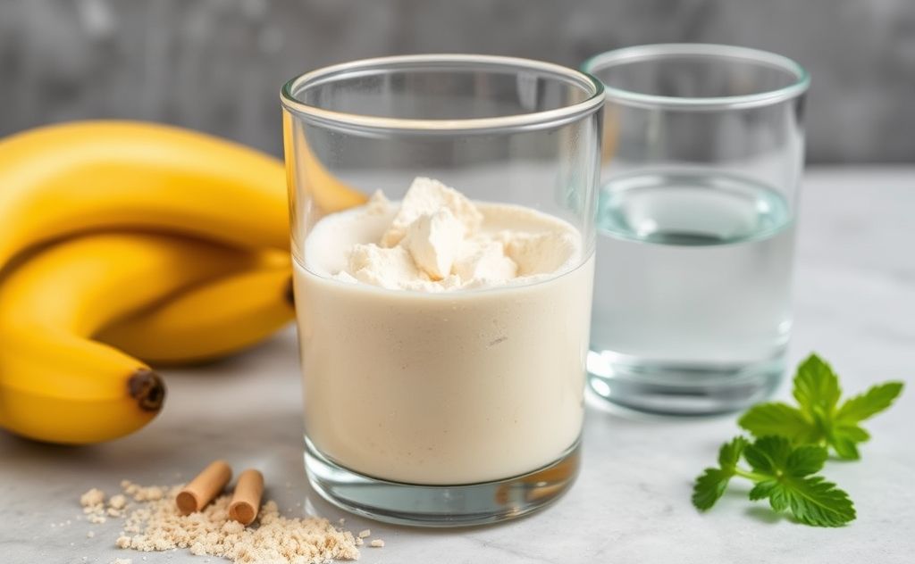 Protein powder mixed with water for quick nutrition