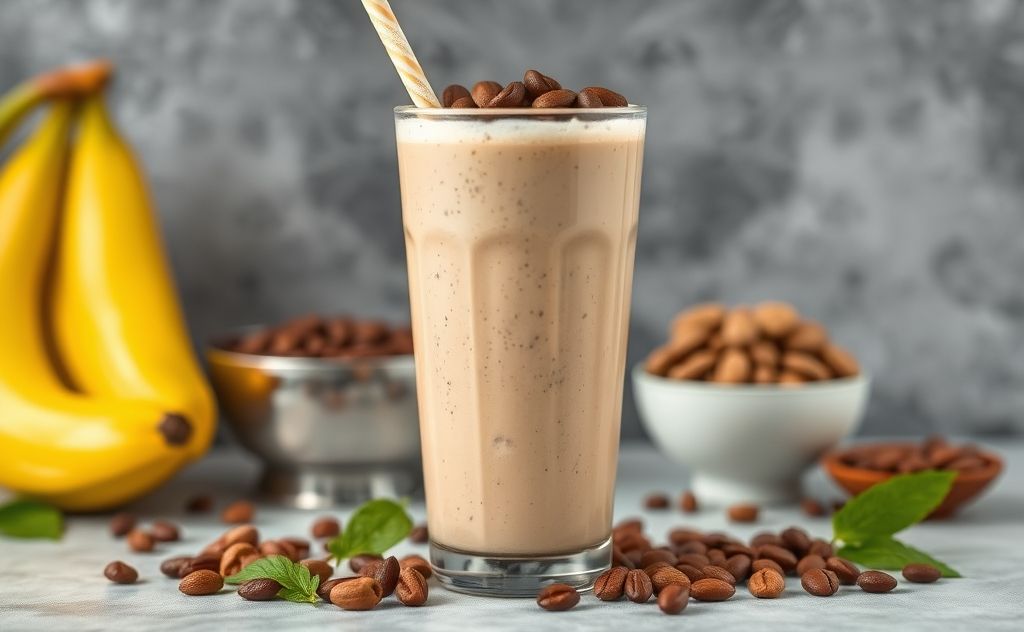 Protein shake with energy boost from caffeine