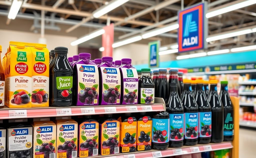 Prune juice options available at Aldi stores