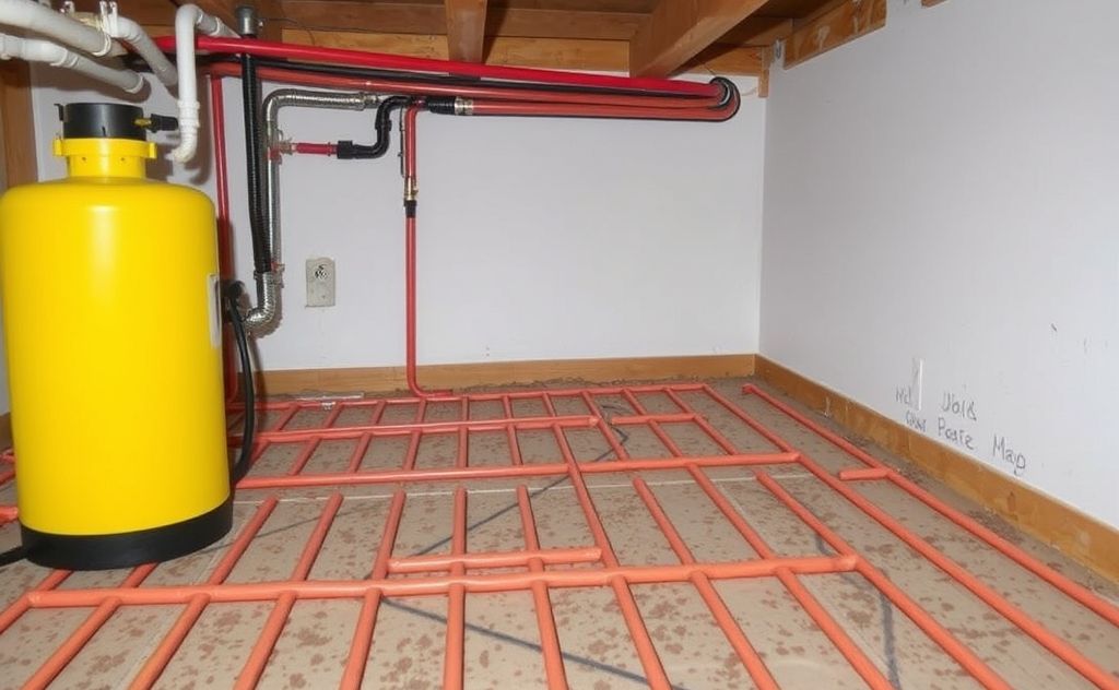 Purge a hydronic heating system beneath the floor