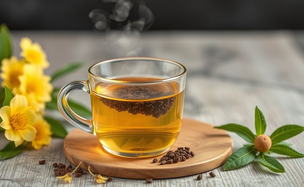 Quassia tea brewing with natural ingredients