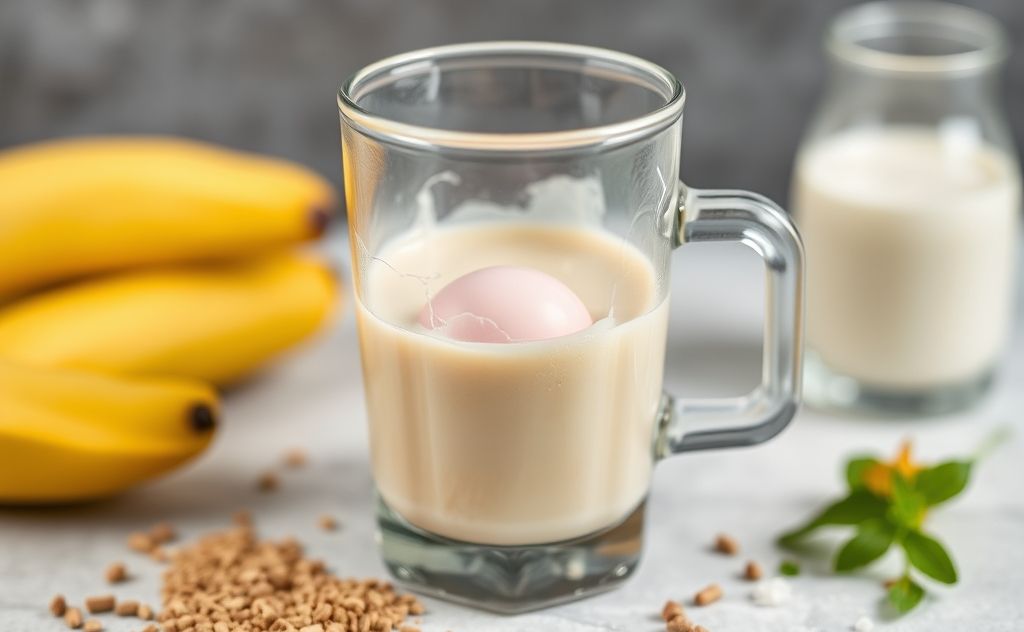 Raw egg in a creamy milkshake blend