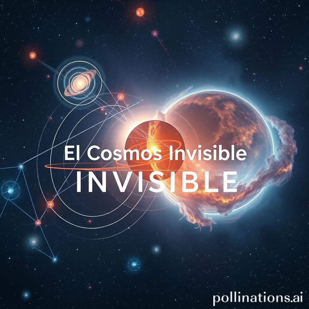 El Cosmos Invisible: Representación artística del universo visible e invisible con materia oscura, ondas gravitacionales y radiación oculta