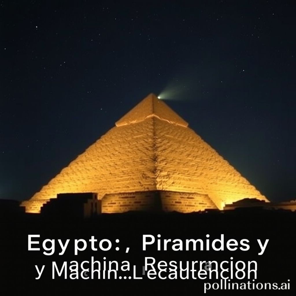 Imagen representativa del Documental Egipto: Pirámides y la Máquina de la Resurrección, mostrando la Gran Pirámide con un aura misteriosa.