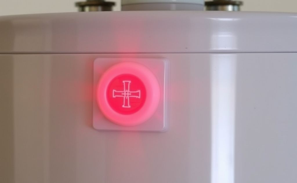 Red blinking lights indicate water heater issues.