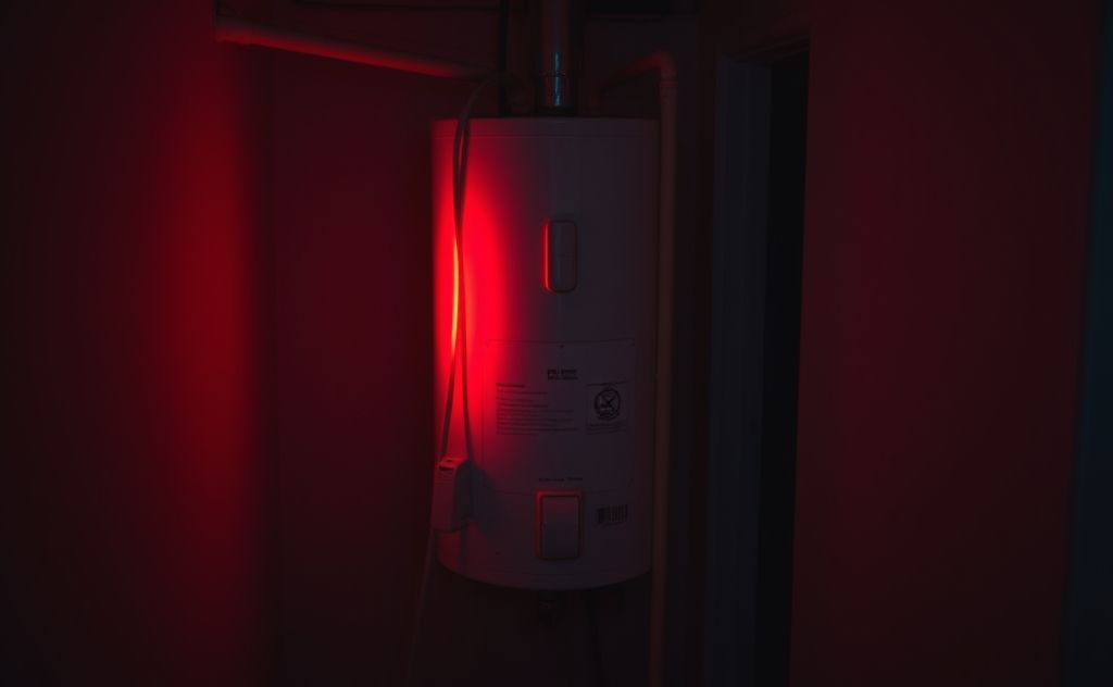 Red light flickering on a water heater cord