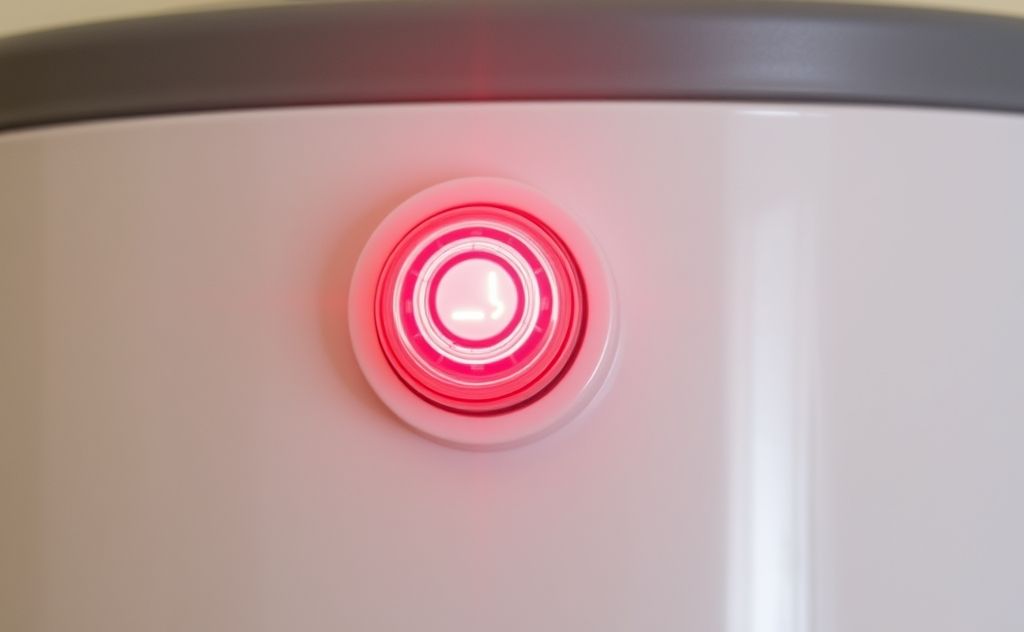 Red water heater indicator light, signaling a potential issue.
